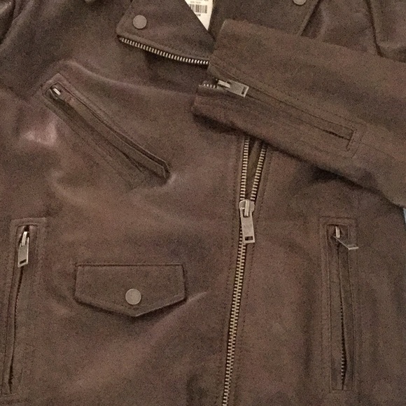 Abercrombie brown leather Moto jacket - Picture 4 of 8